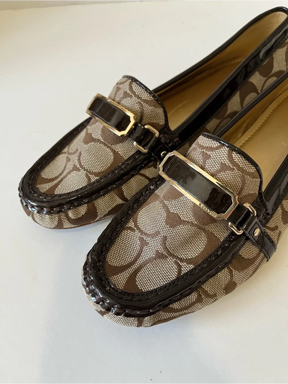 Coach Brown Signature Logo Women's Driving Loafers Size 7.5B